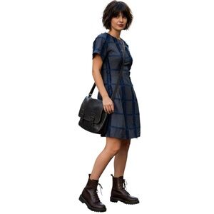 RALLIER Gabriella Mahogany Dress, Windowpane Fringe Design, Size 0‎